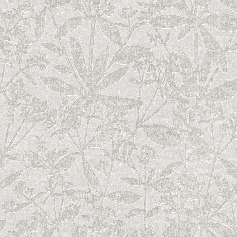 Terra - Floral Leaves botanical wallpaper AS Creation Roll Light Grey  389243