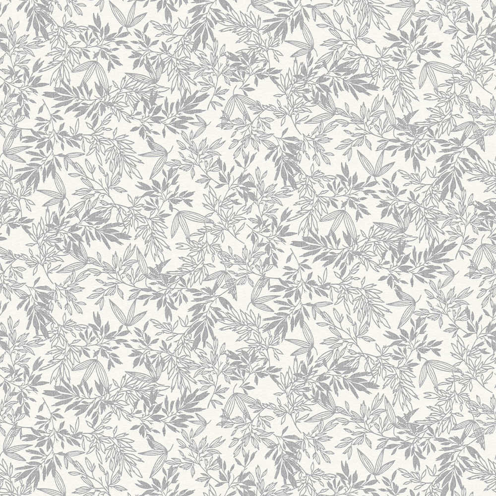 Attractive 2 - Delicate Leaves botanical wallpaper AS Creation Roll Silver  390281