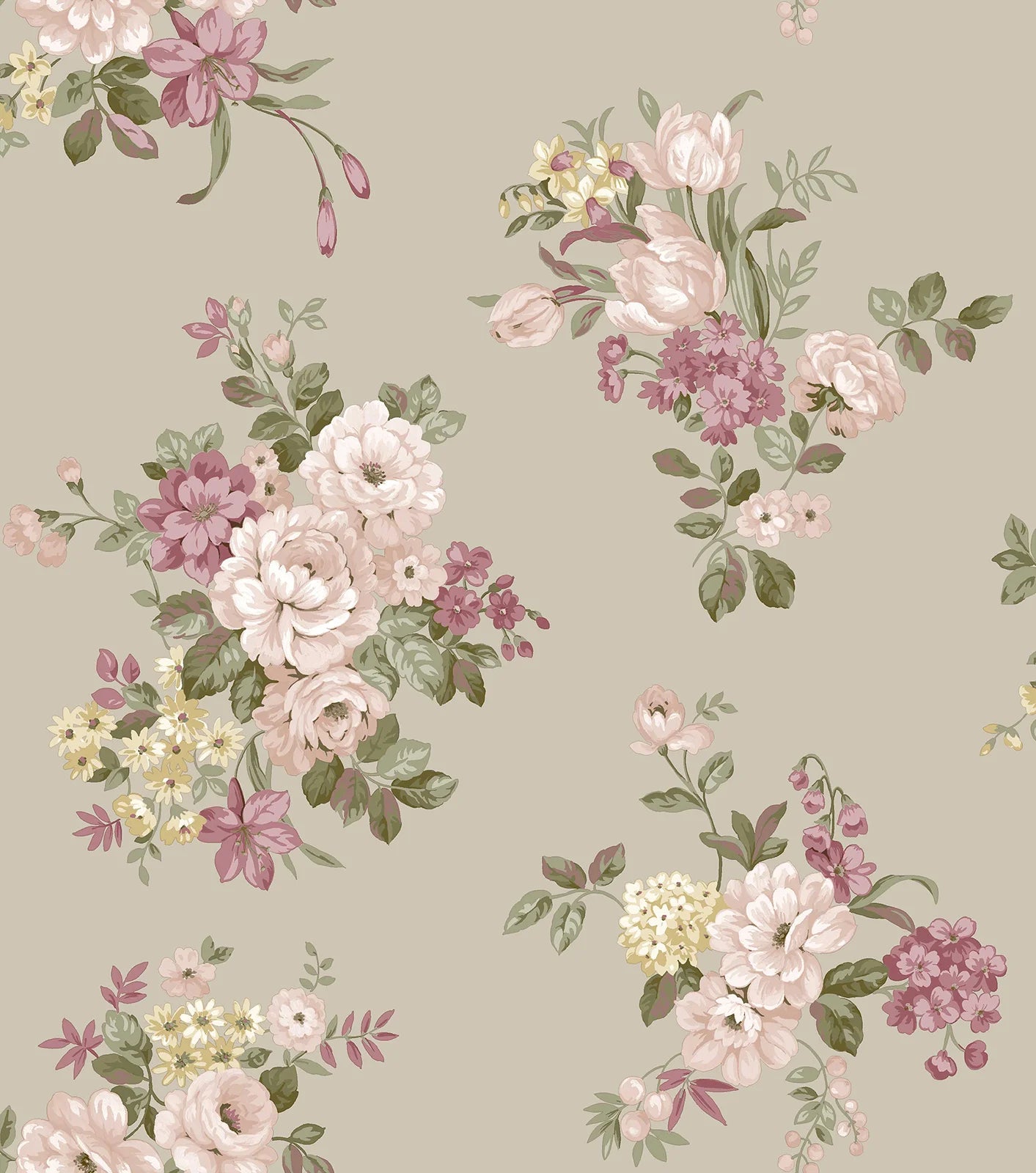 Fiori Country - Peony botanical wallpaper Parato Roll Beige 12302