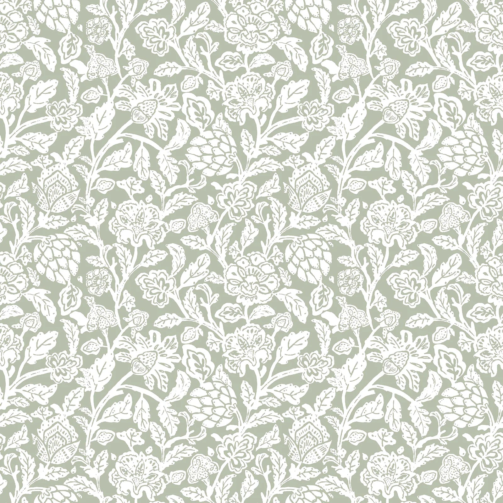 Fiori Country - Petunia botanical wallpaper Parato Roll Green 12345