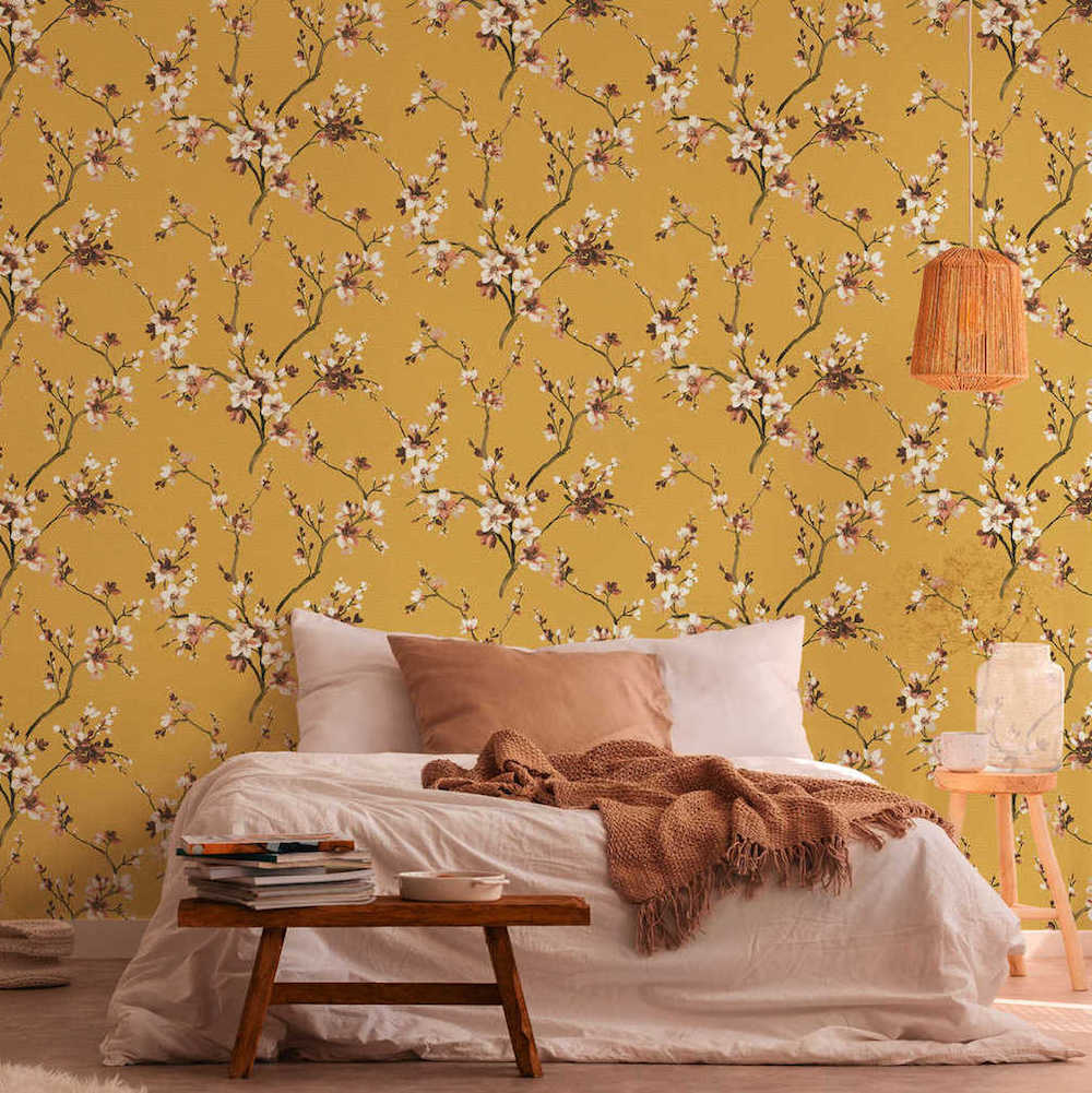 Desert Lodge - Cherry Blossom botanical wallpaper AS Creation    