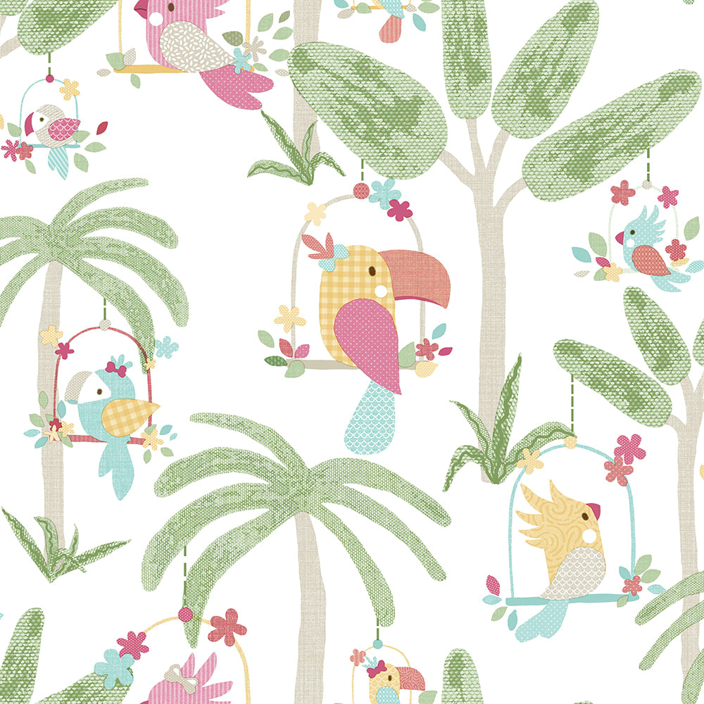 Mondo Baby - Swinging Birds kids wallpaper Parato Roll Multicolour  13003