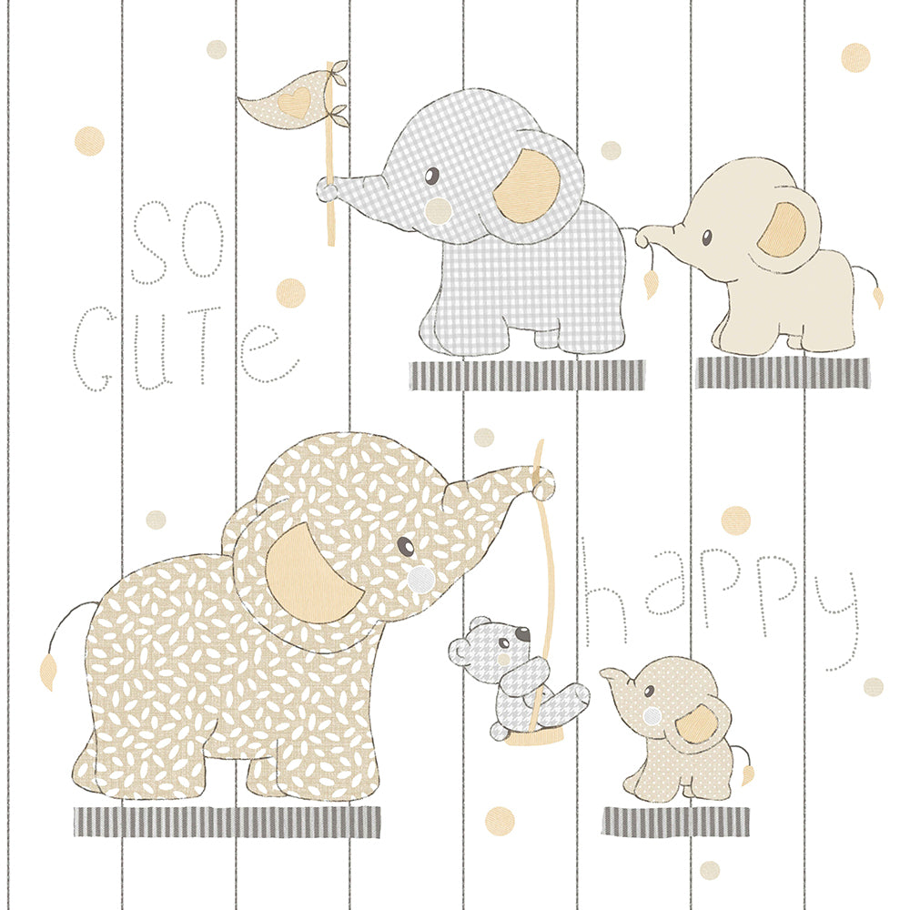Mondo Baby - Cute Elephants kids wallpaper Parato Roll Yellow  13020