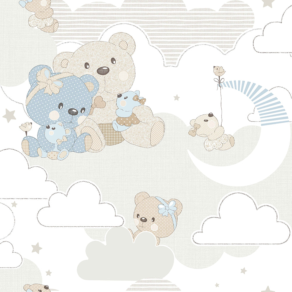 Mondo Baby - Cute Teddy Bears kids wallpaper Parato Roll Blue  13037