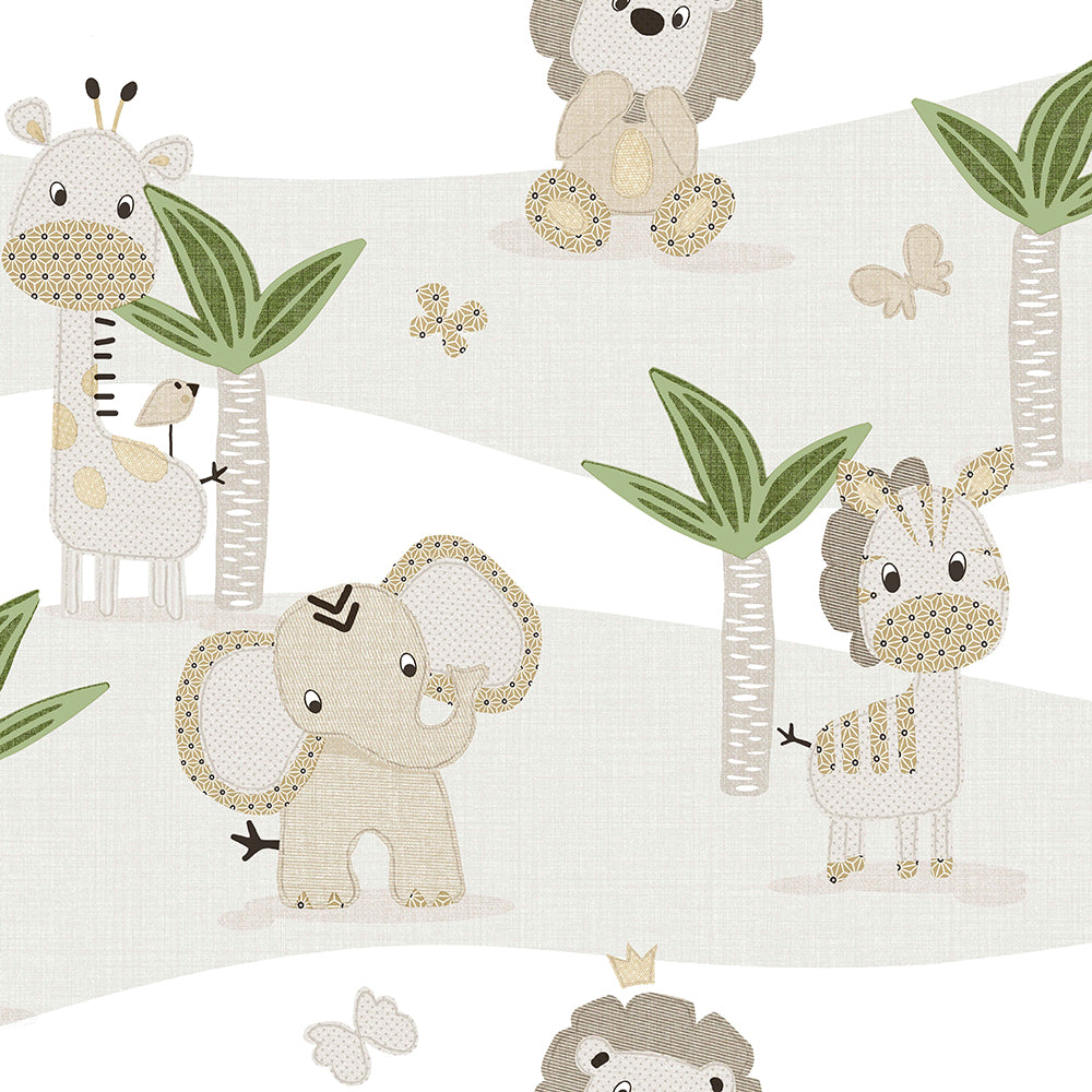 Mondo Baby - Wild Safari kids wallpaper Parato Roll Grey  13048