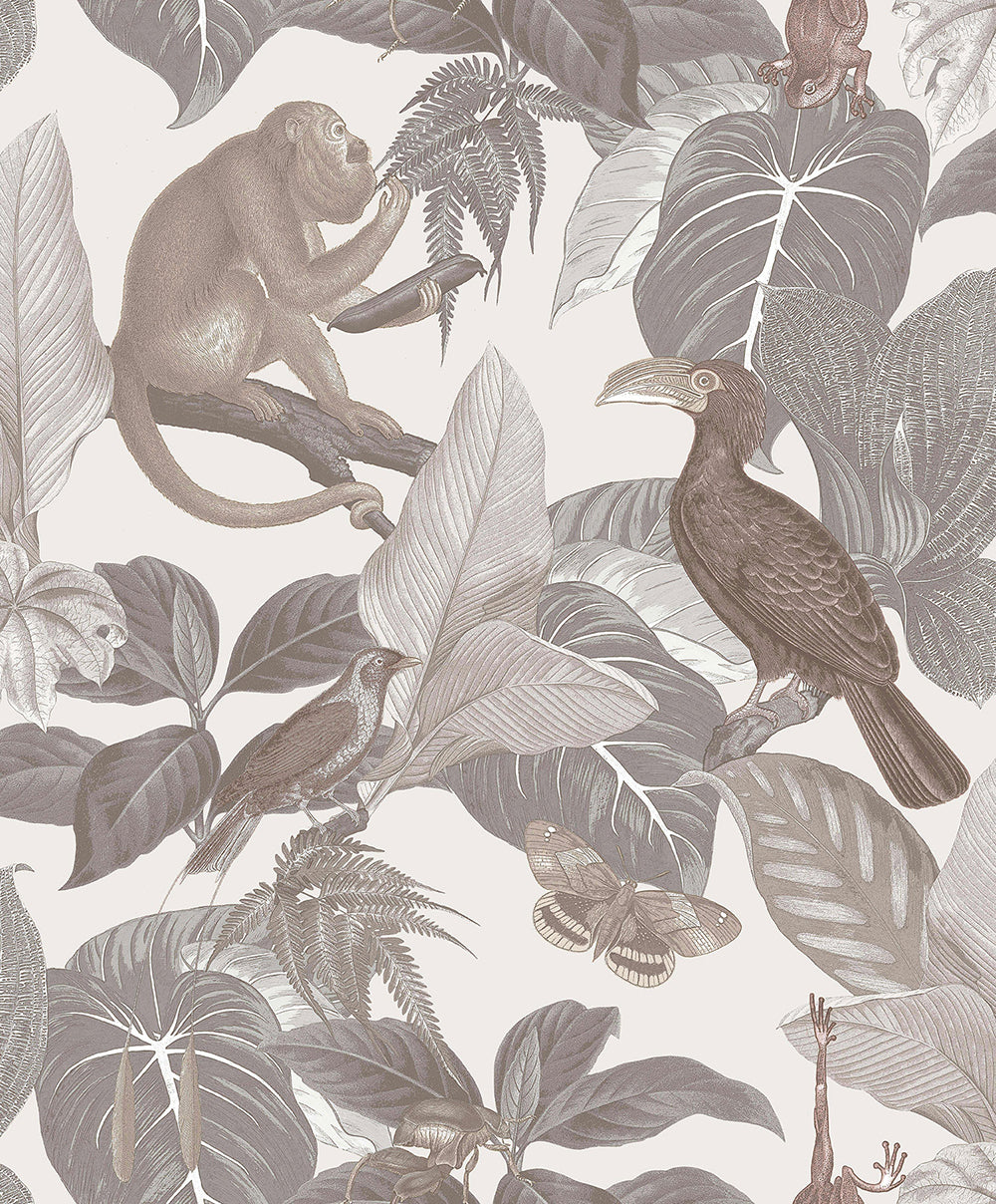 Flora - Jungle botanical wallpaper Parato Roll Taupe  18501