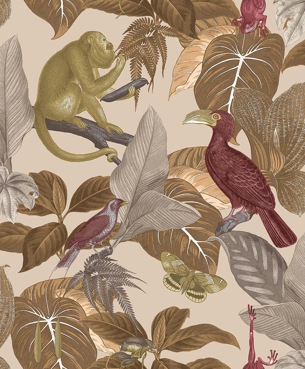 Flora - Jungle botanical wallpaper Parato Roll Dark Beige  18504