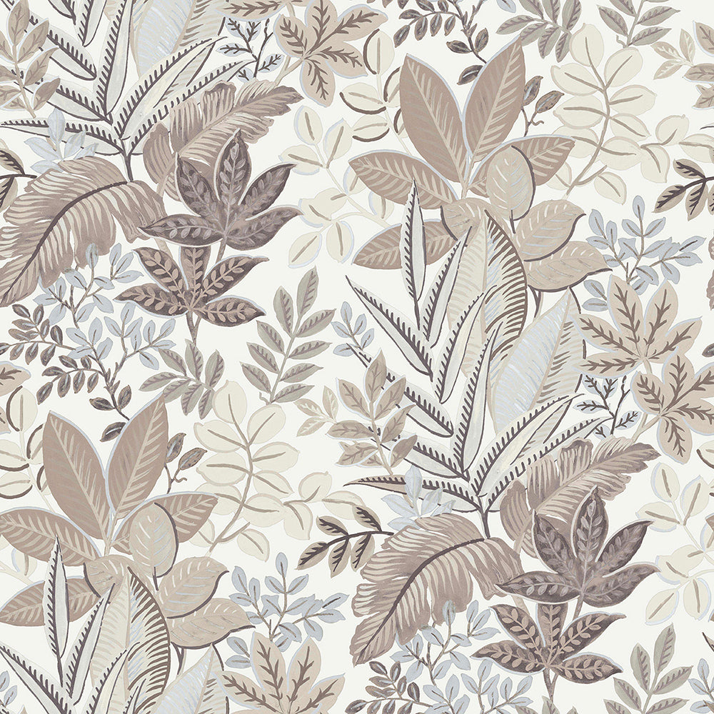 Flora - Jungle Leaves botanical wallpaper Parato Roll Taupe  18506