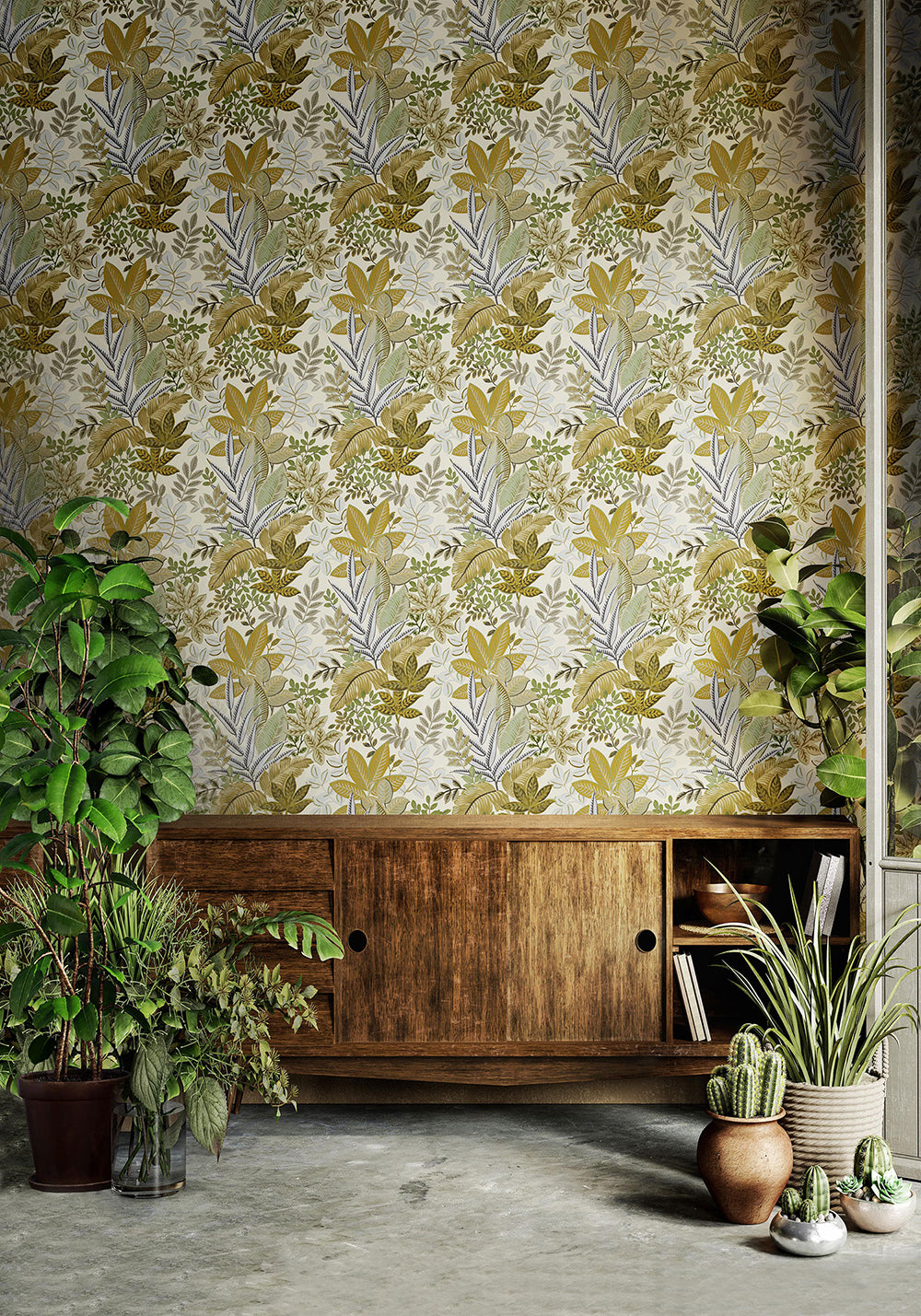 Flora - Jungle Leaves botanical wallpaper Parato    