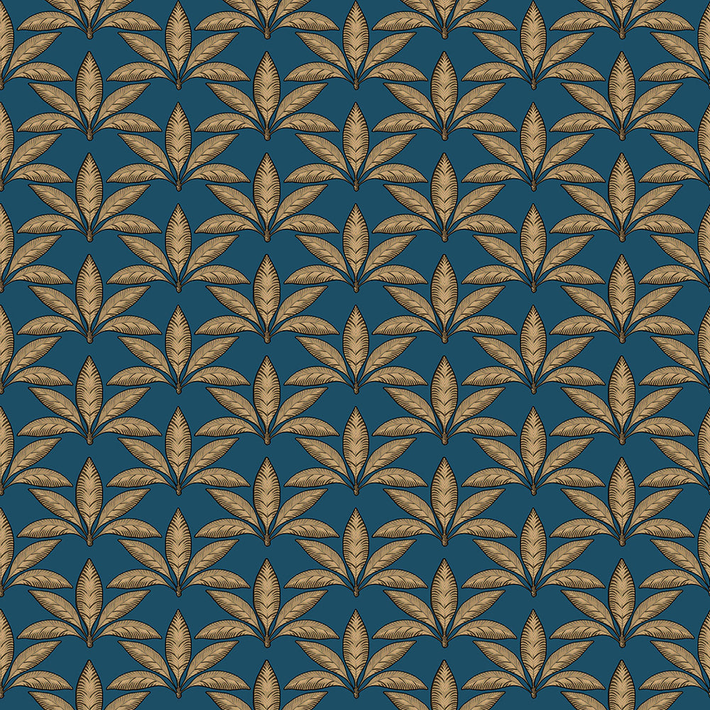 Flora - Palm Leaves botanical wallpaper Parato Roll Blue  18513