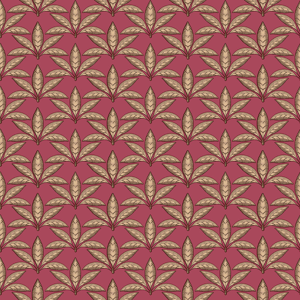Flora - Palm Leaves botanical wallpaper Parato Roll Red  18514