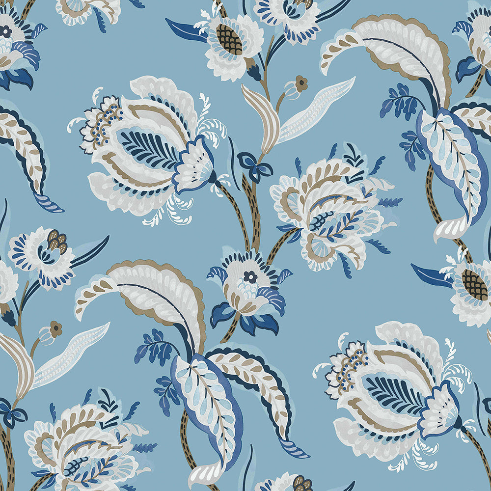 Flora - Flower Vines botanical wallpaper Parato Roll Blue  18553