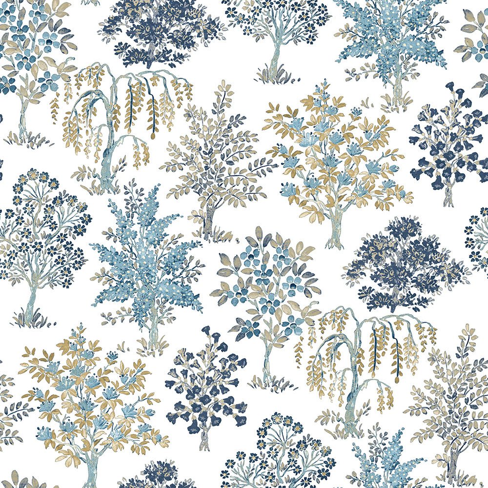 Flora - Trees botanical wallpaper Parato Roll Blue  18556