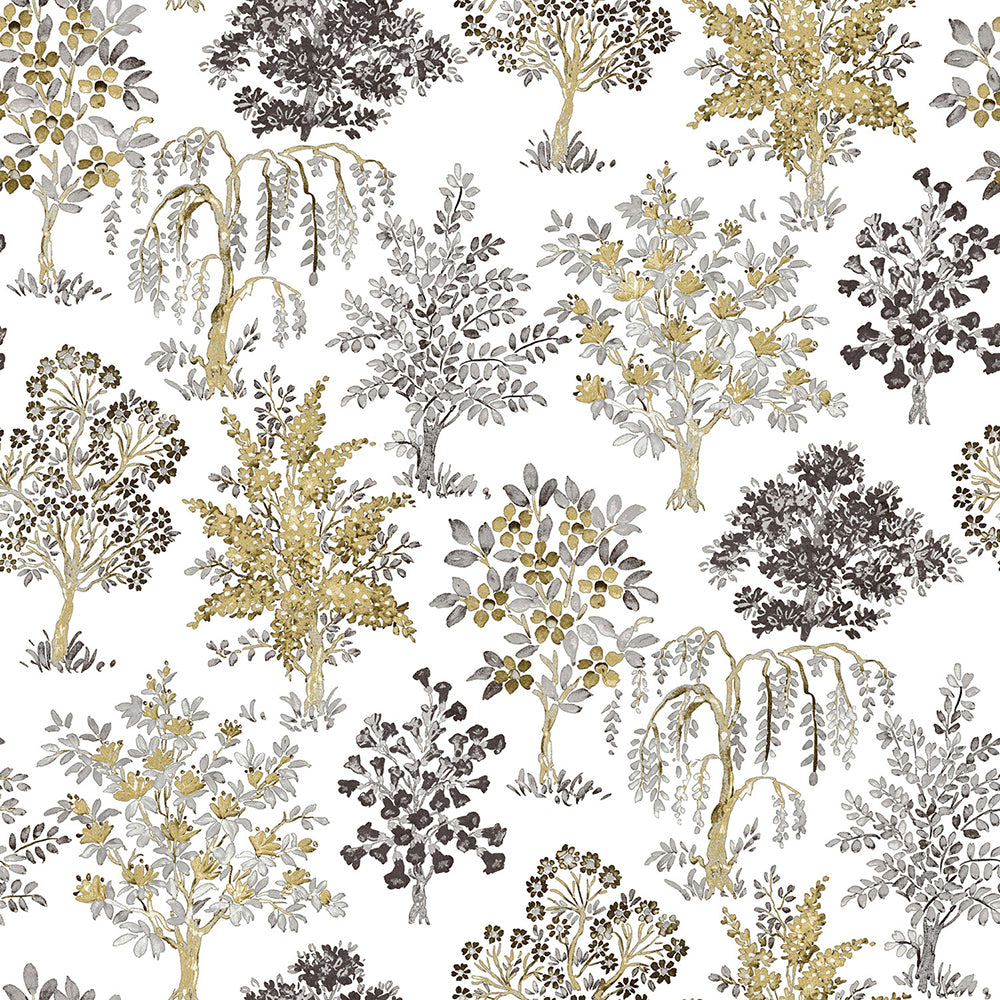 Flora - Trees botanical wallpaper Parato Roll Grey  18557