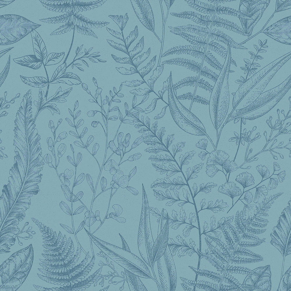 Flora - Meadow botanical wallpaper Parato Roll Blue  18563