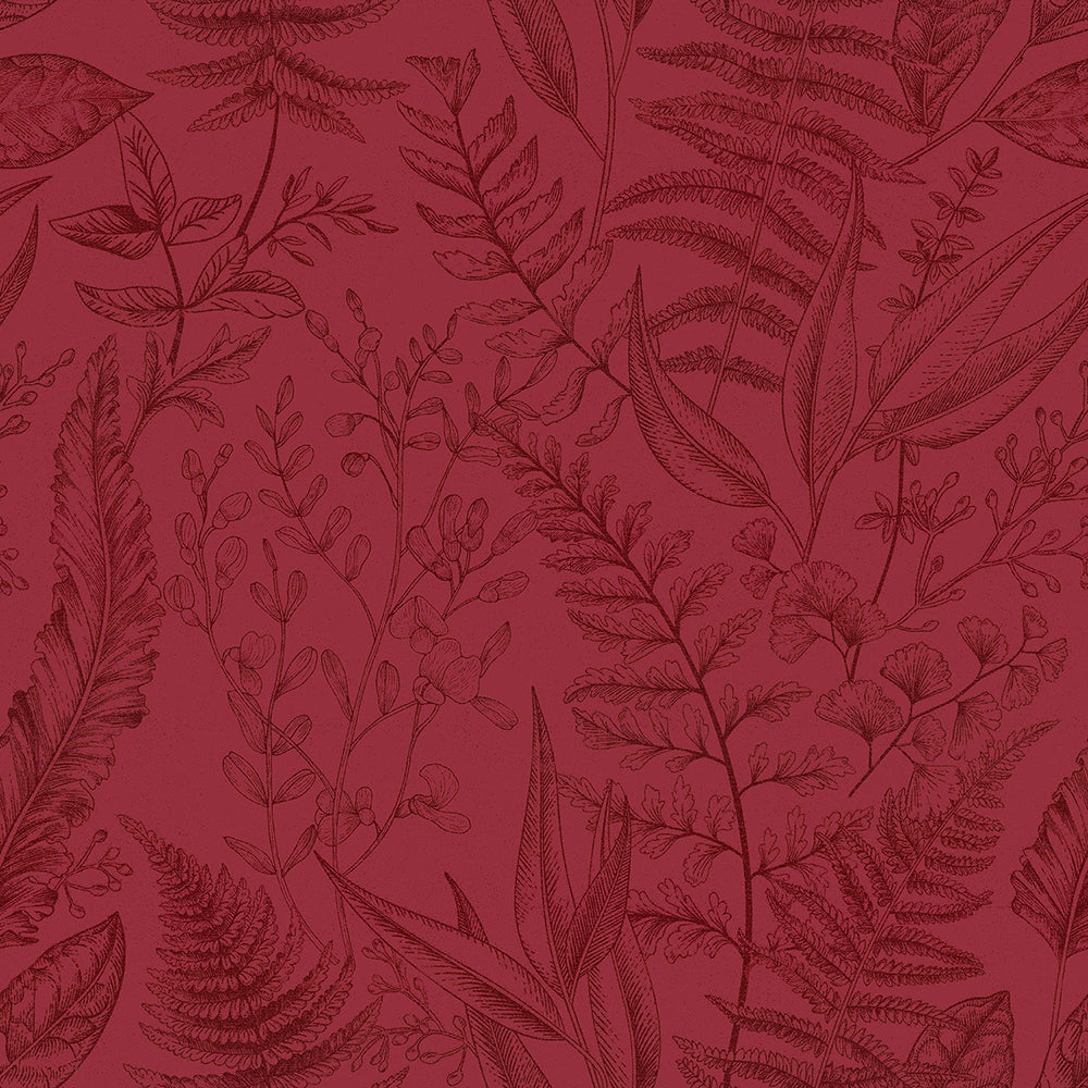 Flora - Meadow botanical wallpaper Parato Roll Red  18564