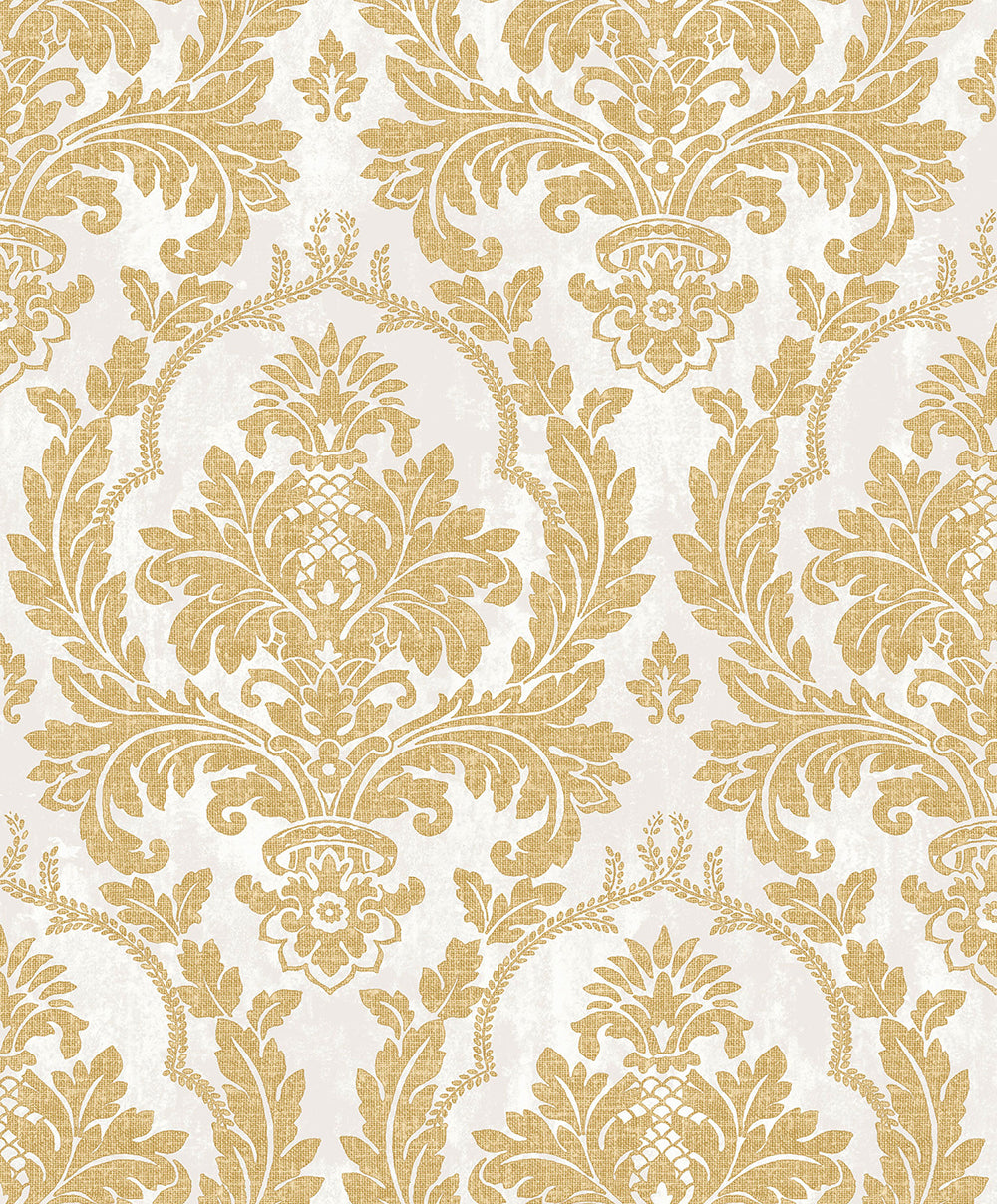 Vintage - Victorian Classic Damask damask wallpaper Parato Roll Yellow  25713