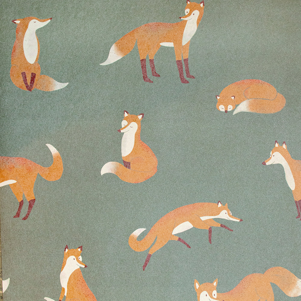 Great Kids - Friendly Foxes kids wallpaper Hohenberger Roll Green  26841-HTM