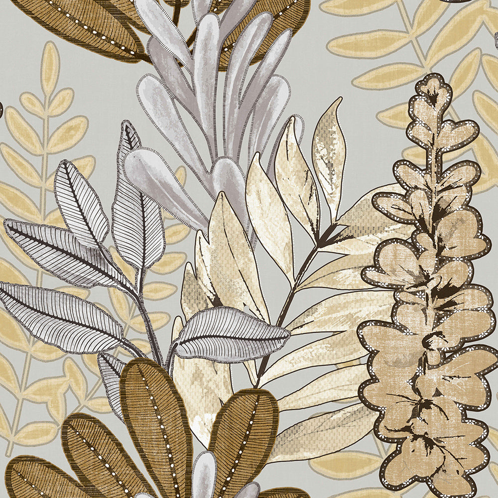 Casamood - Leaves botanical wallpaper Parato Roll Light Grey  27010