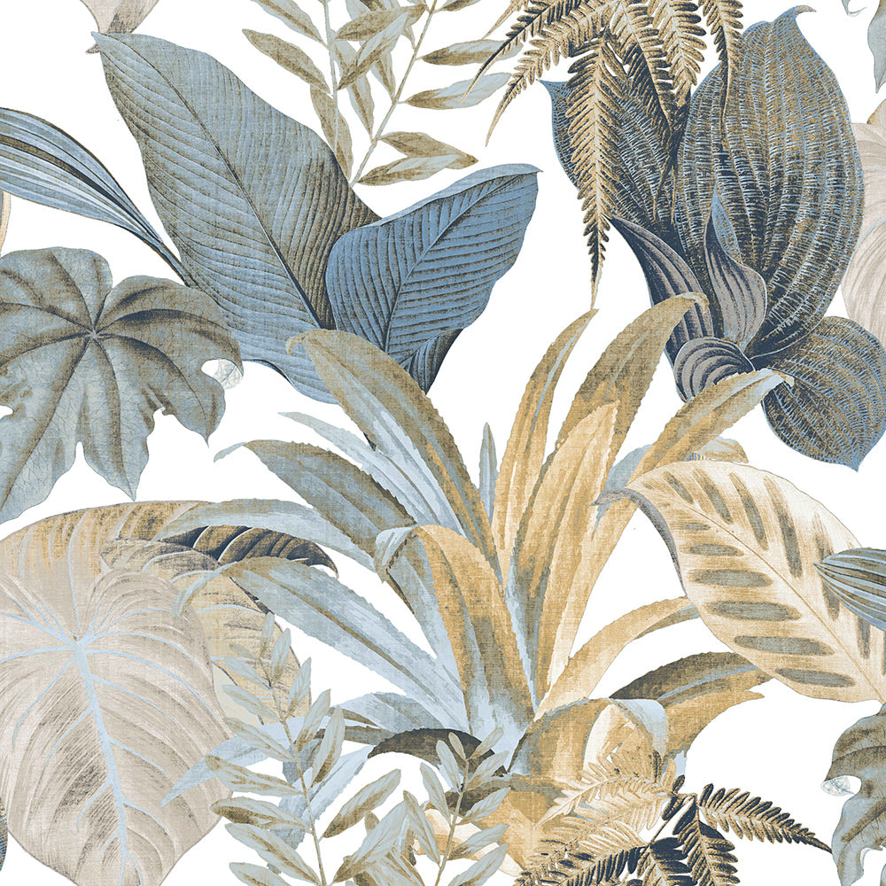 Casamood - Palm Leaves botanical wallpaper Parato Roll Blue  27016