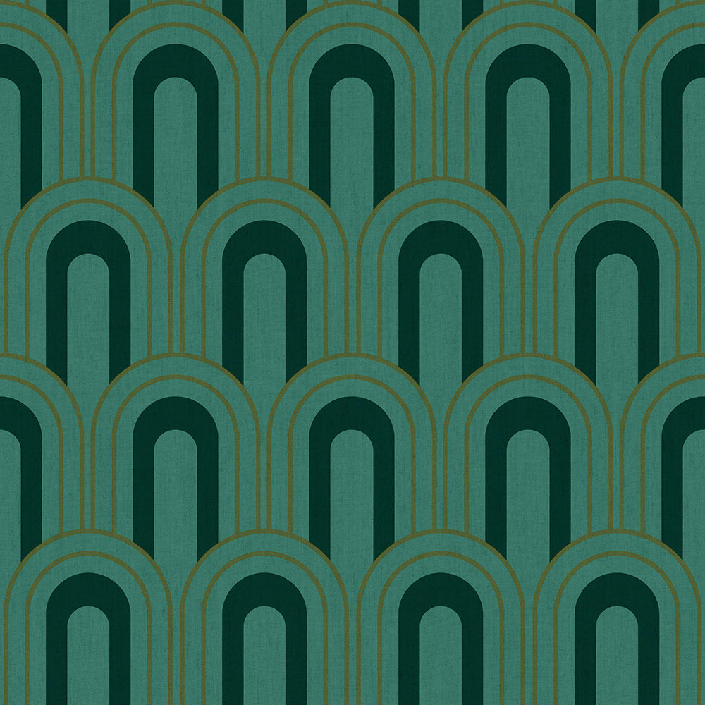Casamood - Arches art deco wallpaper Parato Roll Green  27033