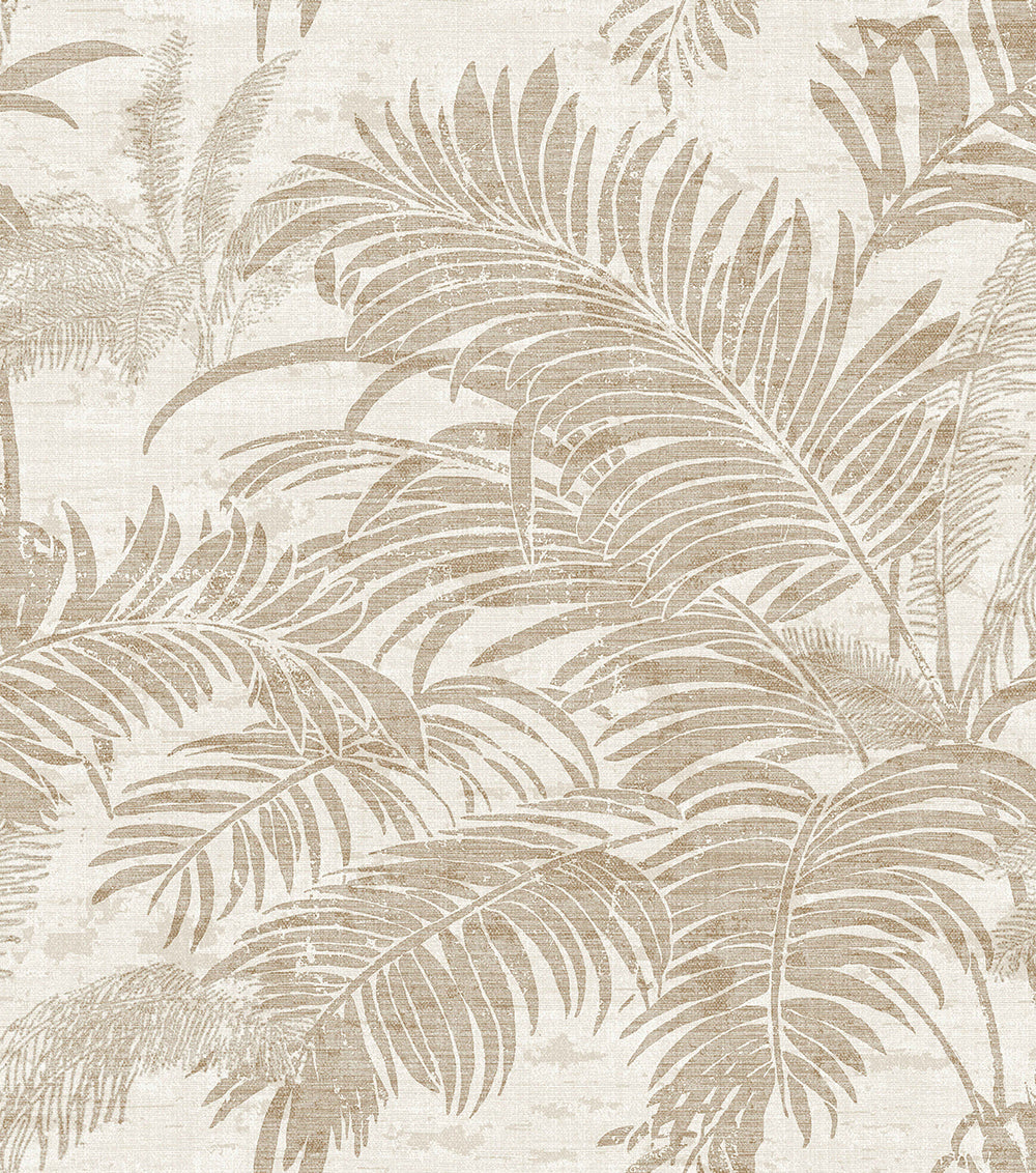 Materika - Tropical Leaves botanical wallpaper Parato Roll Beige  29902