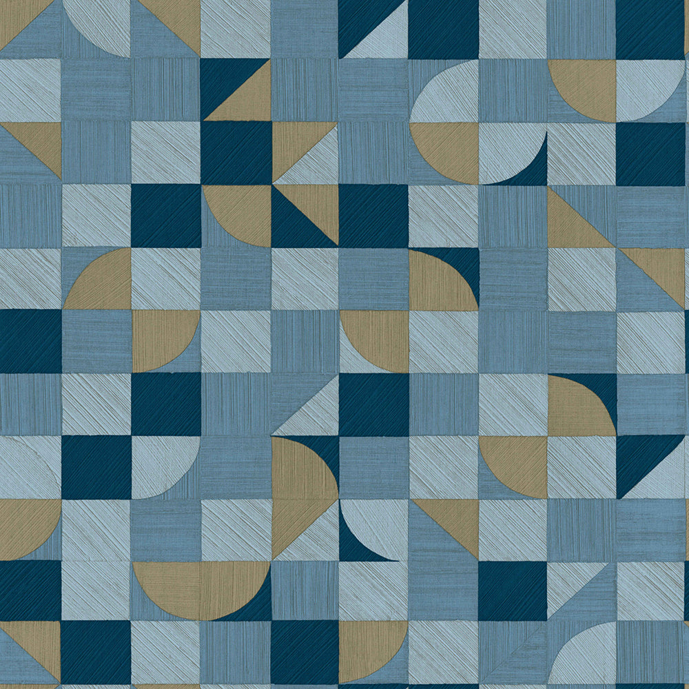Materika - Geo Blocks geometric wallpaper Parato Roll Blue  29916