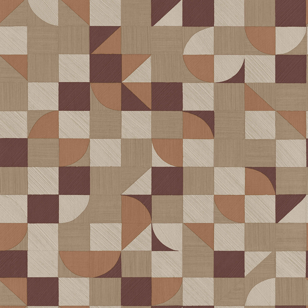 Materika - Geo Blocks geometric wallpaper Parato Roll Brown  29918
