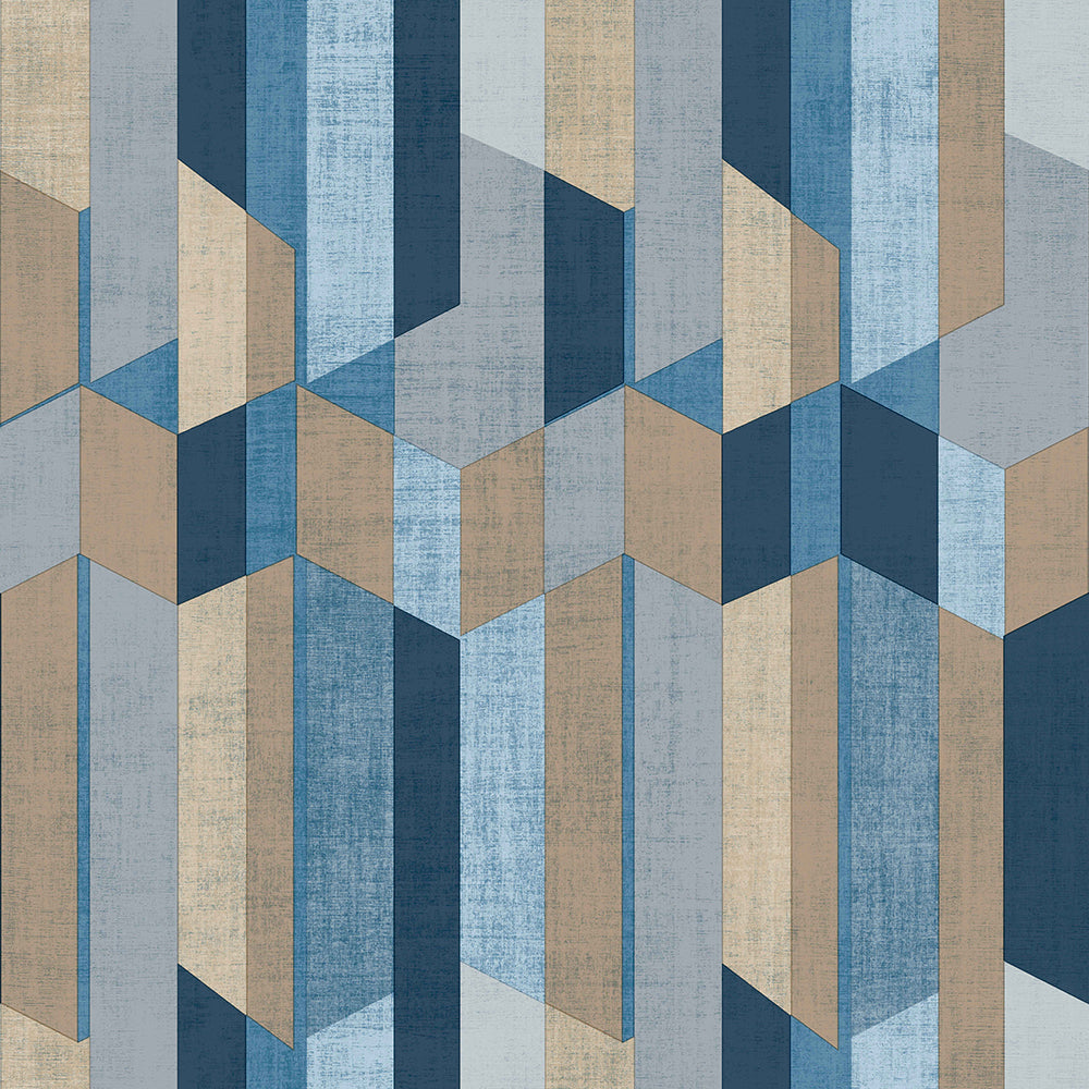 Materika - Geo Stripes geometric wallpaper Parato Roll Blue  29926