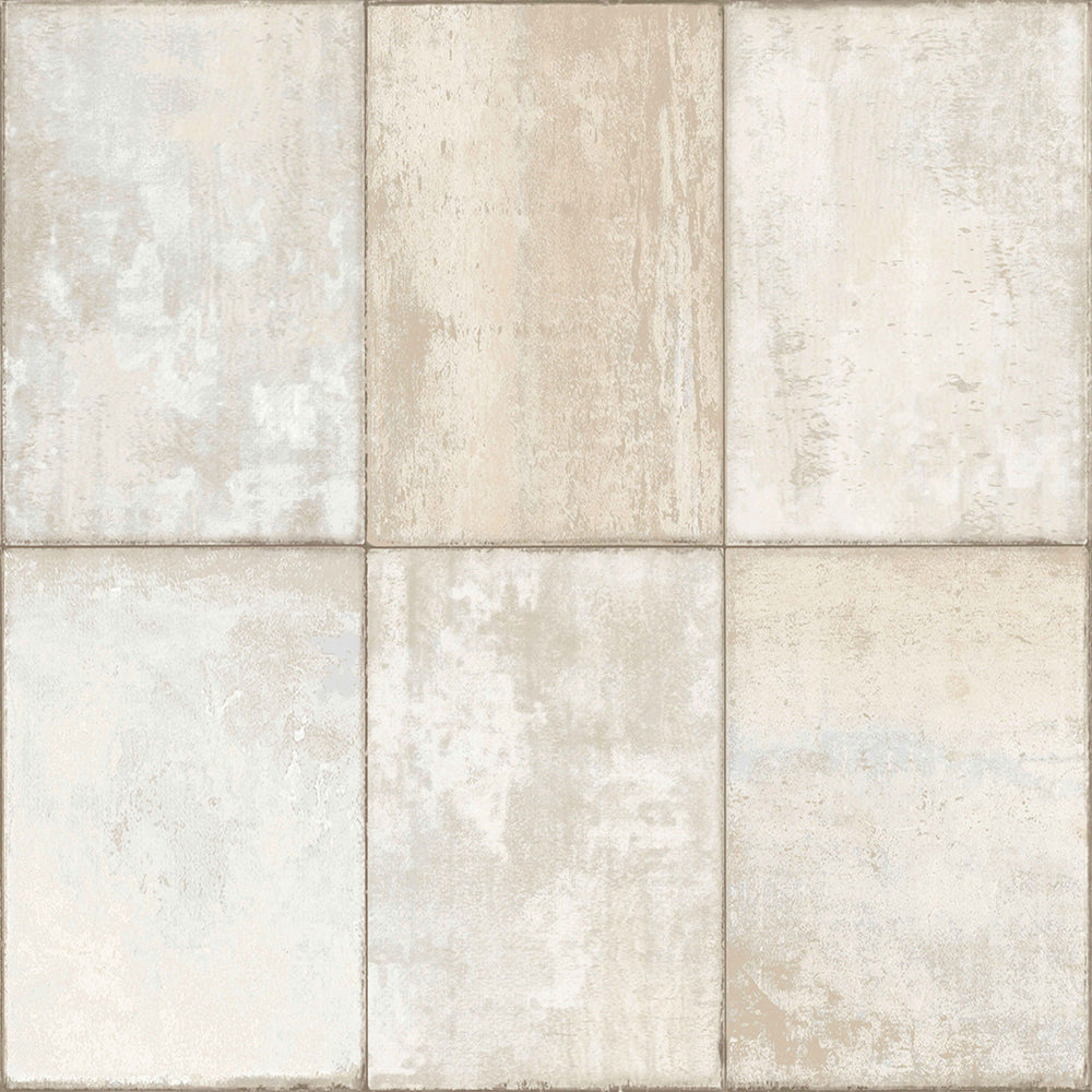 Materika - Worn Tiles industrial wallpaper Parato Roll Cream  29941