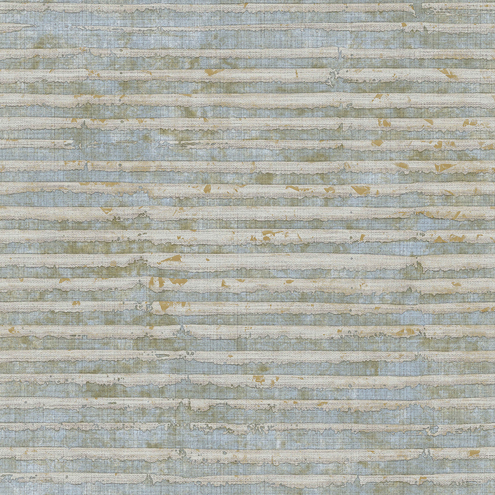 Materika - Rustic Horizontal Stripes industrial wallpaper Parato Roll Light Blue  29986