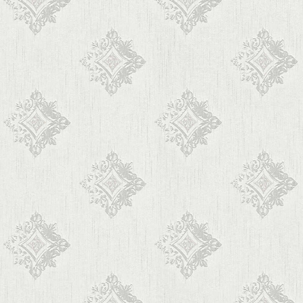 Tessuto 2 - Flocked Diamonds textile wallpaper AS Creation Roll Silver  962001