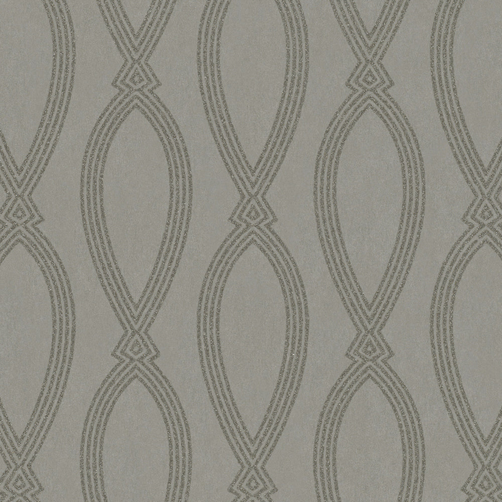 Memento - Pearlised Glass Bead Luxe Swirl geometric wallpaper Marburg Roll Grey.  32014
