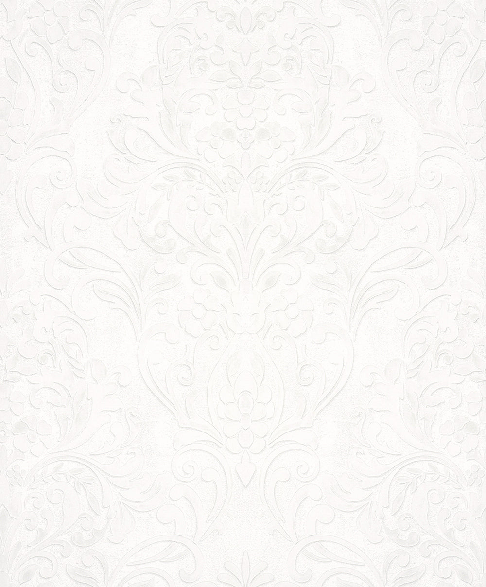 City Glam - Damask Embellish damask wallpaper Marburg Roll White  32601