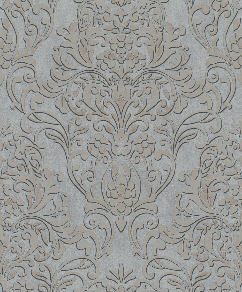 City Glam - Damask Embellish damask wallpaper Marburg Roll Dark Grey  32605