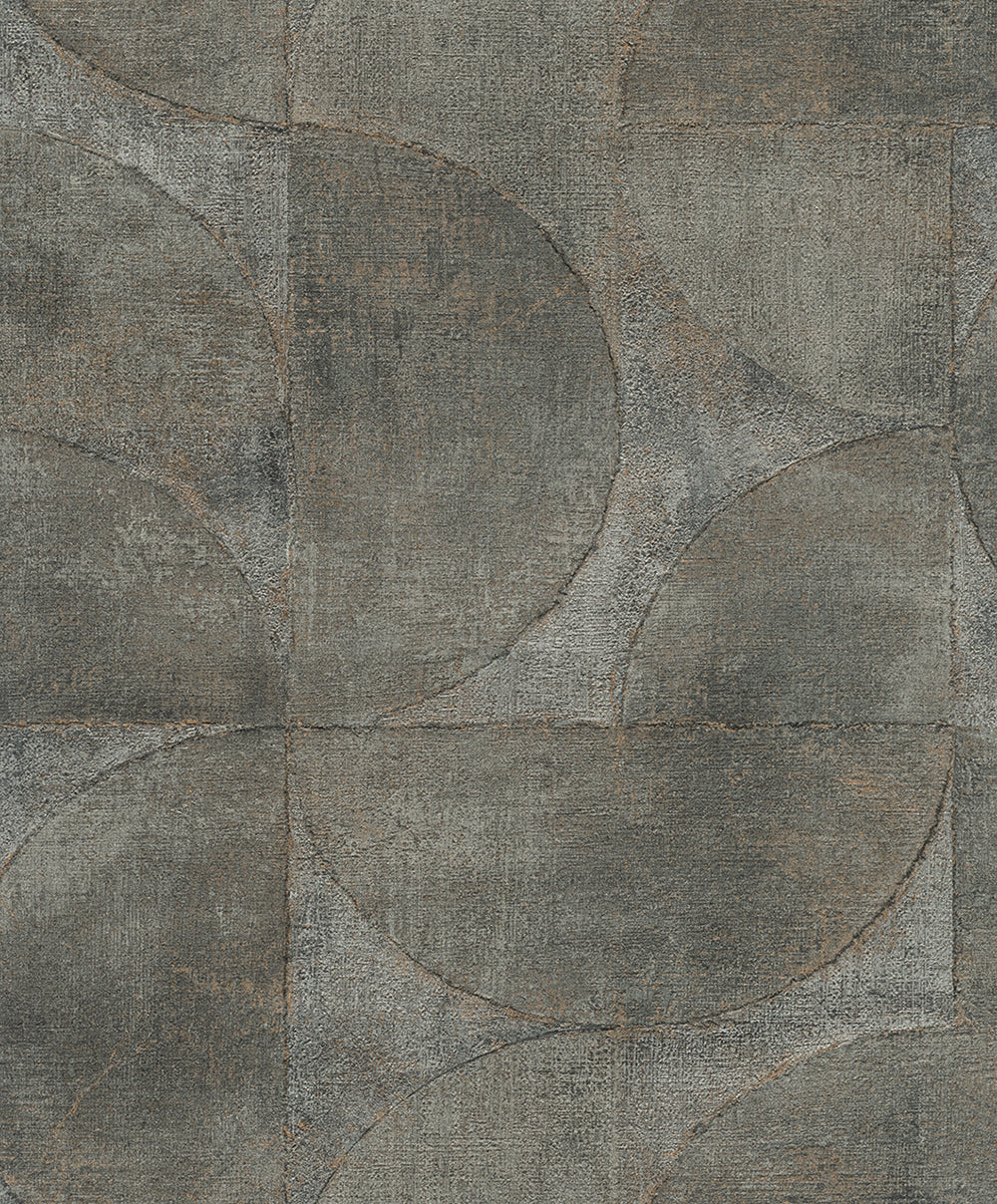 Vintage Deluxe - Concrete Circles geometric wallpaper Marburg Roll Brown  32821
