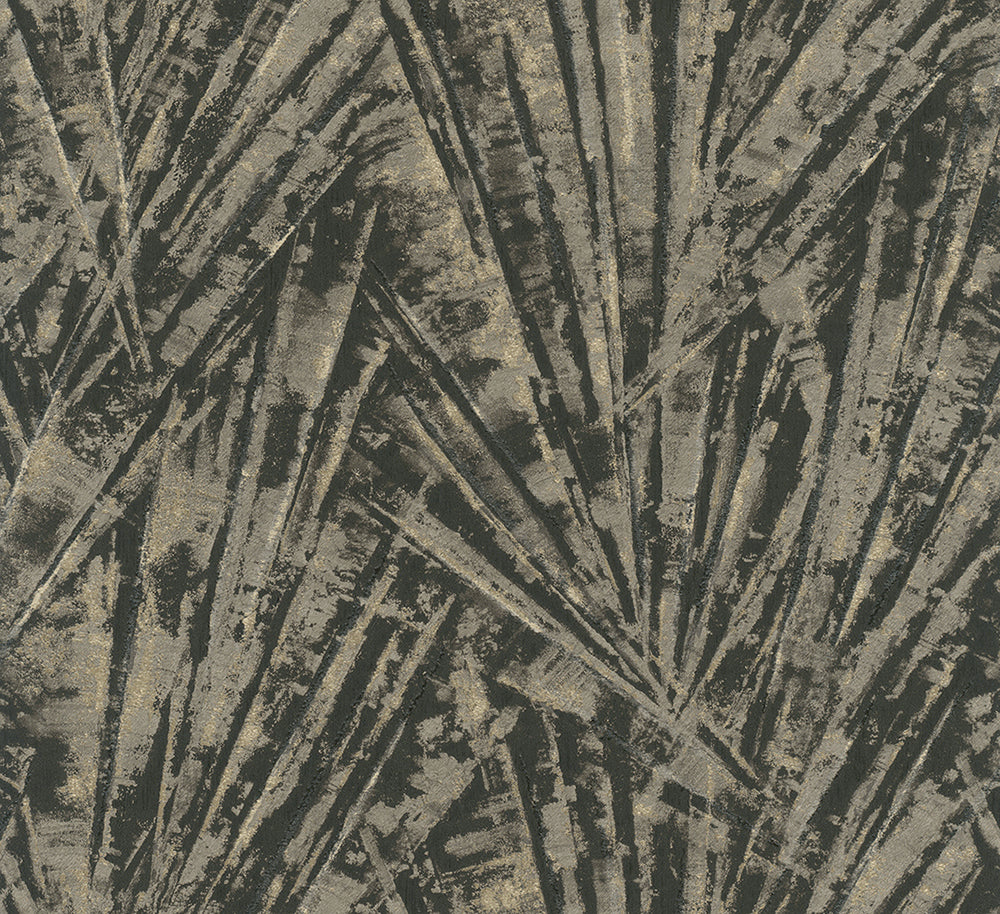 Papis Loveday - Luxe Geo Palm Fronds botanical wallpaper Marburg Roll Black  33705