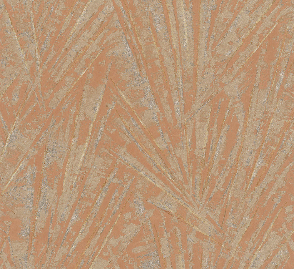 Papis Loveday - Luxe Geo Palm Fronds botanical wallpaper Marburg Roll Light Orange  33707