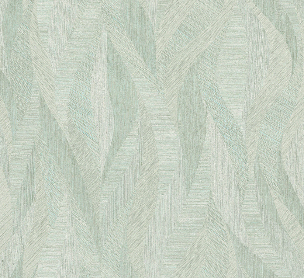 Papis Loveday - Waves textile wallpaper Marburg Roll Light Green 33709