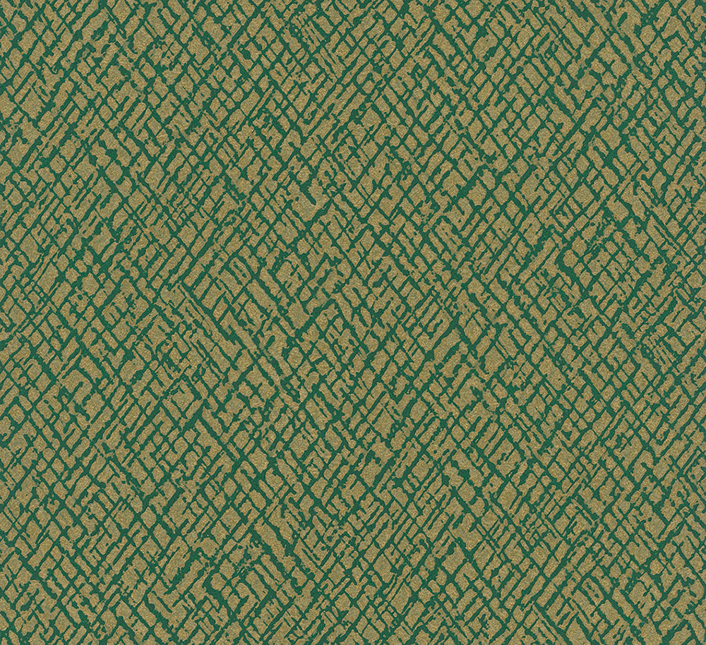 Papis Loveday - Metallic Cross Hatching industrial wallpaper Marburg Roll Green  33716