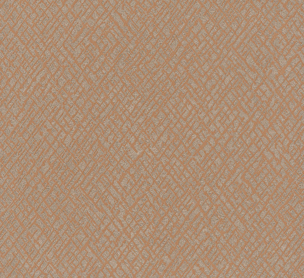Papis Loveday - Metallic Cross Hatching industrial wallpaper Marburg Roll Light Orange  33718