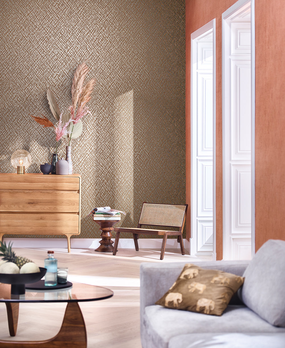 Papis Loveday - Metallic Cross Hatching industrial wallpaper Marburg    