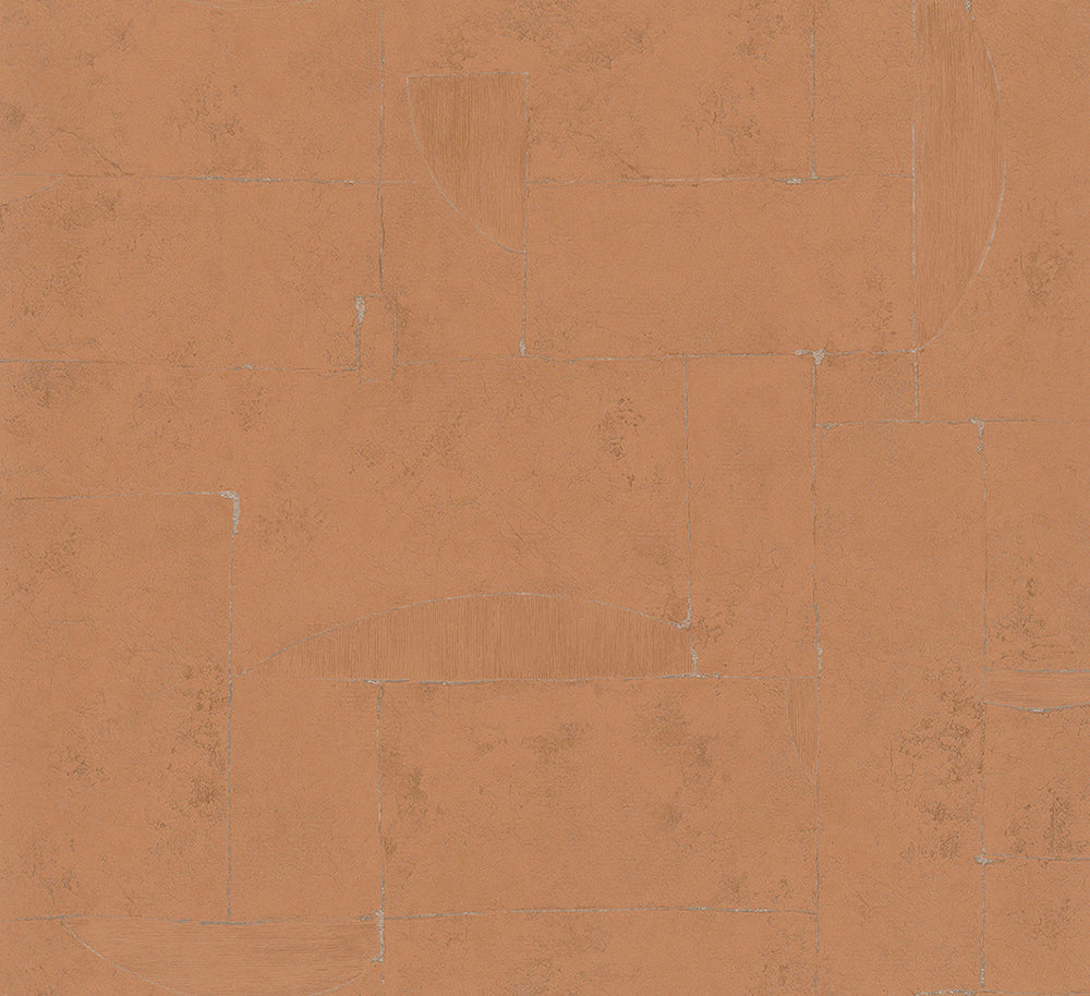 Papis Loveday - Geo Print industrial wallpaper Marburg Roll Light Orange  33728