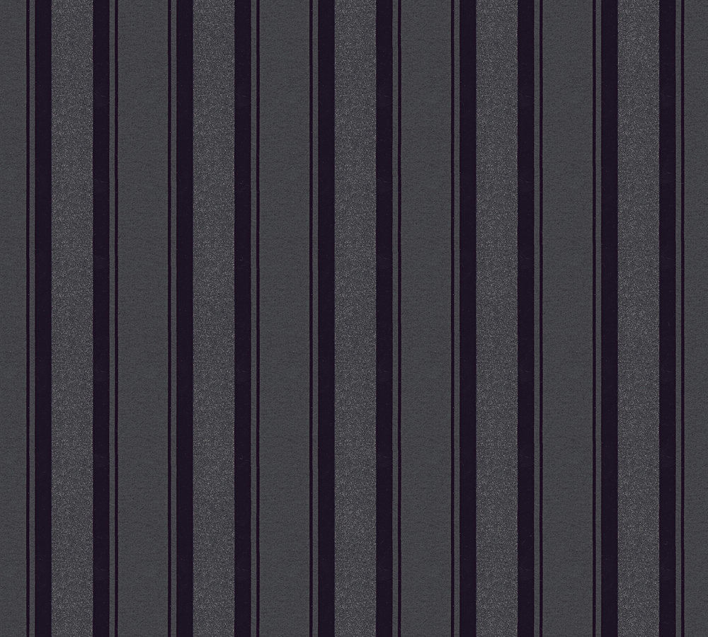 Bude 2.0 - Glitterati Stripe stripe wallpaper AS Creation Roll Black  361673