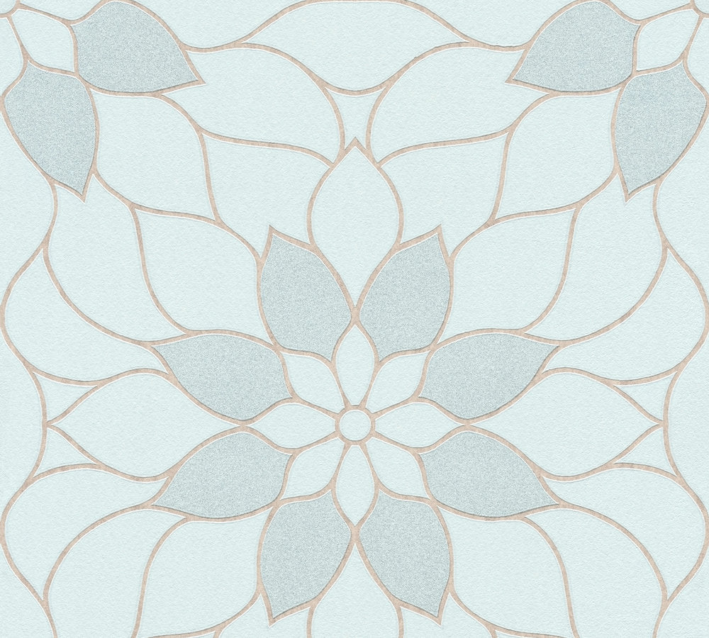 Bude 2.0 - Glittering Florals botanical wallpaper AS Creation Roll Light Blue  361714