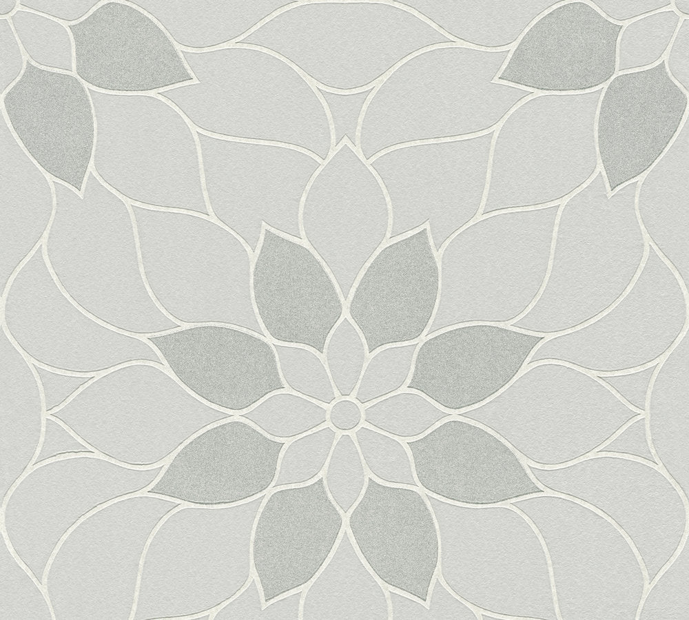 Bude 2.0 - Glittering Florals botanical wallpaper AS Creation Roll Grey  361721