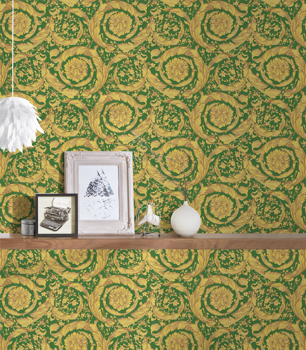 Versace 4- Classic Floral Swirls designer wallpaper AS Creation    