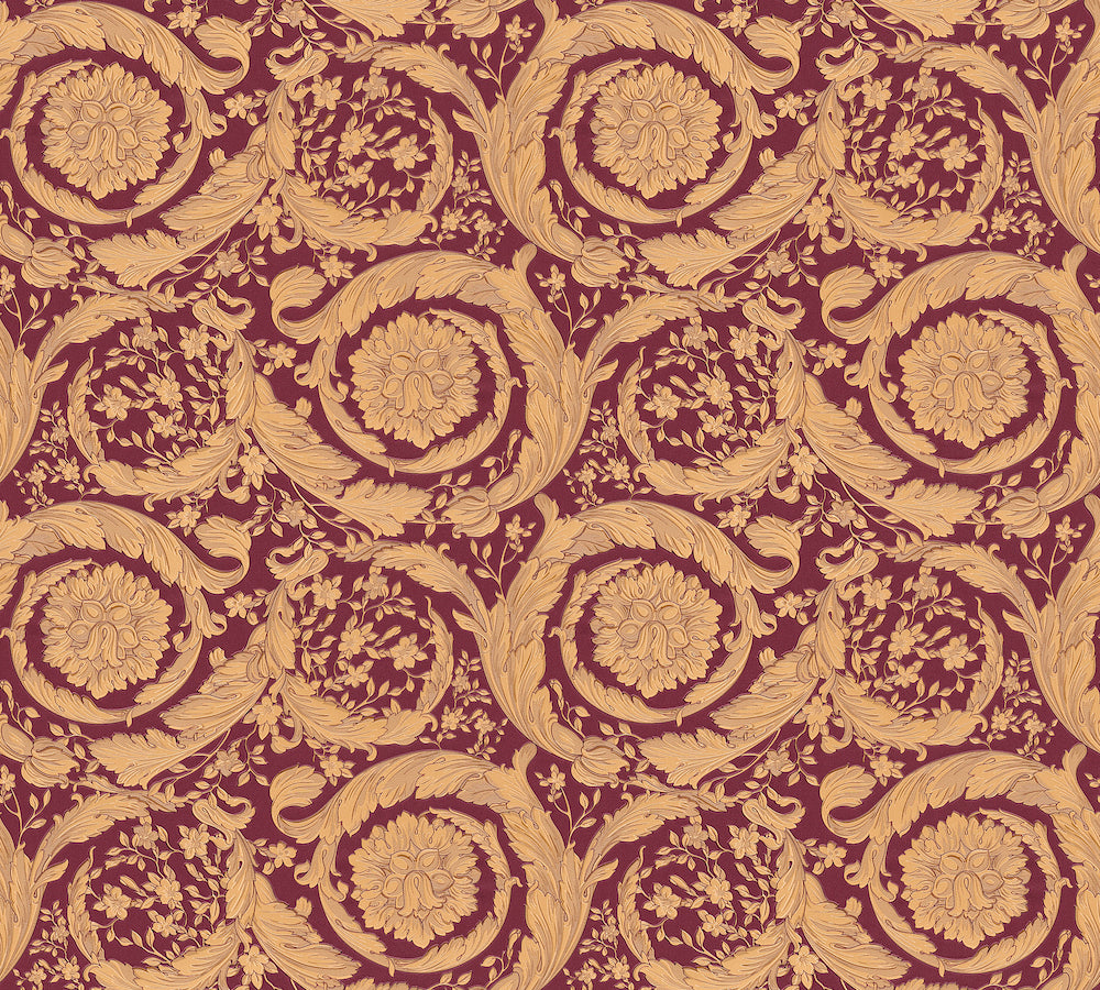 Versace 4- Classic Floral Swirls designer wallpaper AS Creation Roll Red  366927