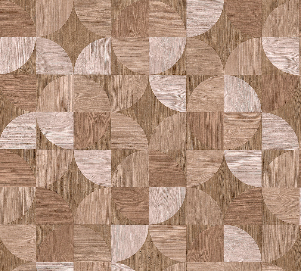 Metropolitan Stories - Scandi Geo Timber geometric wallpaper AS Creation Roll Light Brown  369134