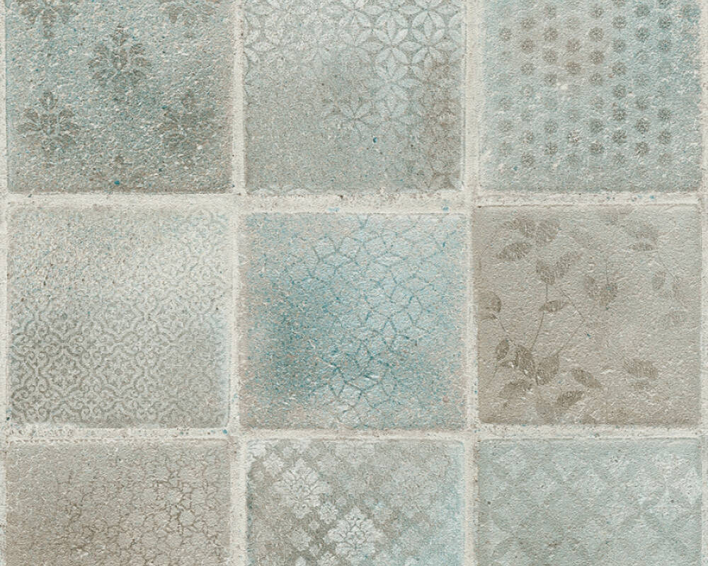 Neue Bude 2.0 - Vintage Tile industrial wallpaper AS Creation Roll Green  373881